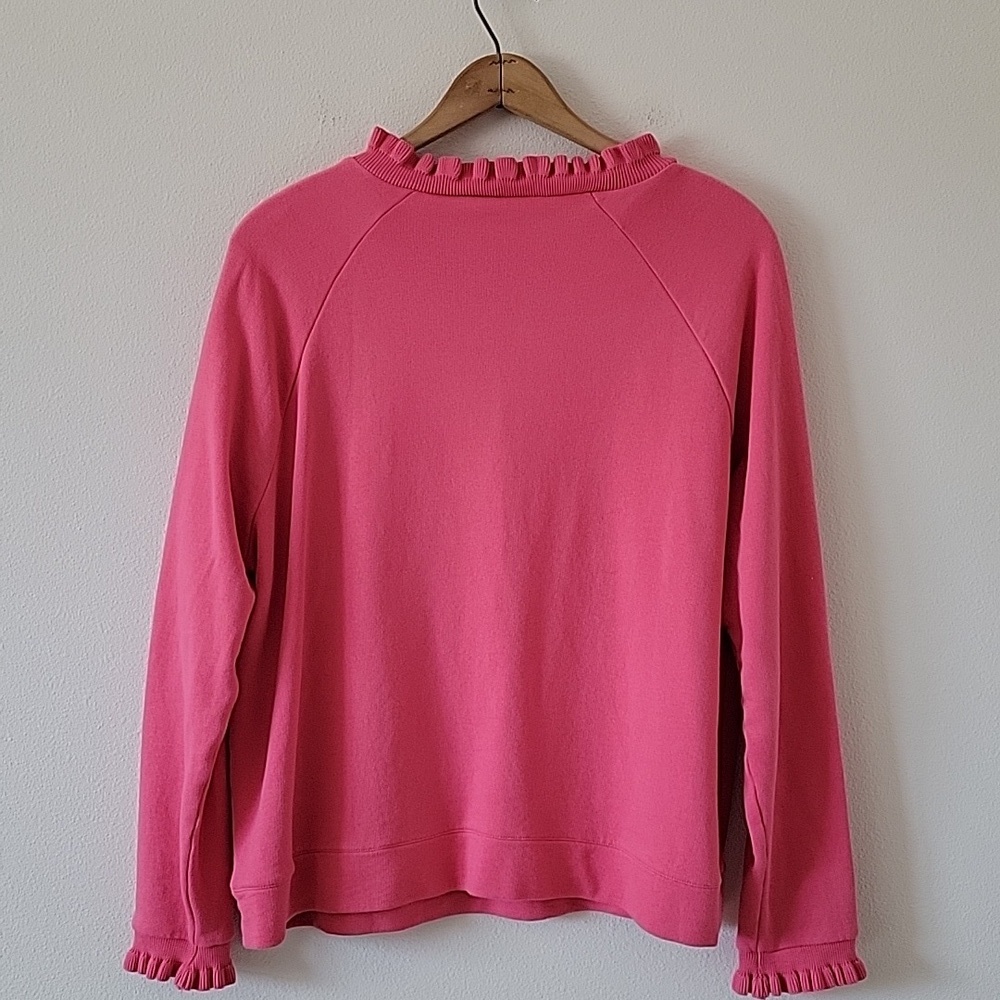 Talbots Pink Ruffle Trim Crewneck Sweatshirt Size XLP - Picture 5 of 8